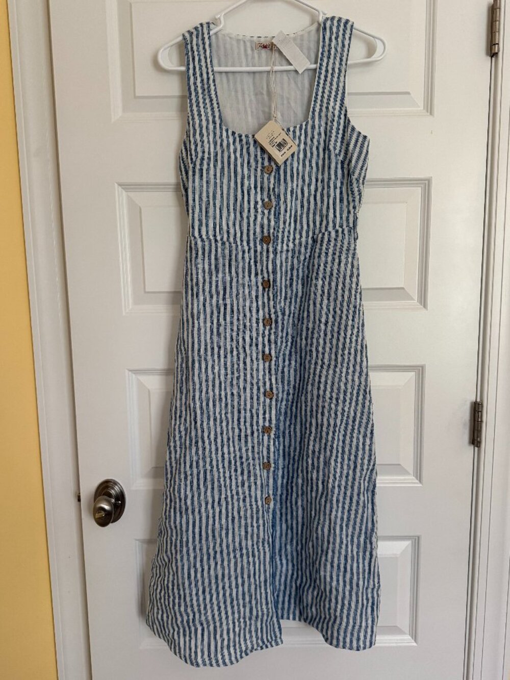 NWT Faherty Seaside Dress, Blue Low Tide Stripe, XS